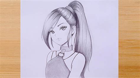 draw anime girl step  step pencil sketch  beginners