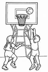 Basketball Coloring Gym Pages Court Playing Kids Drawing School Sports Clipart Children Printable Sport Preschool Sheets Colouring Color Two Draw sketch template