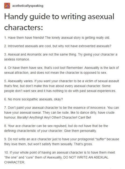 handy guide to writing asexual characters saga writing writing prompts writing advice