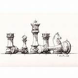Chess Sketch Drawing Piece Sketches Hogman Dan Pieces sketch template