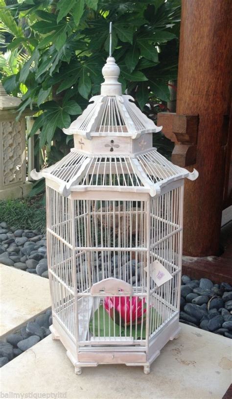 balinese decorative ornamental white pagoda bamboo bird cage