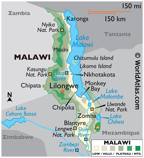 malawi map geography  malawi map  malawi worldatlascom