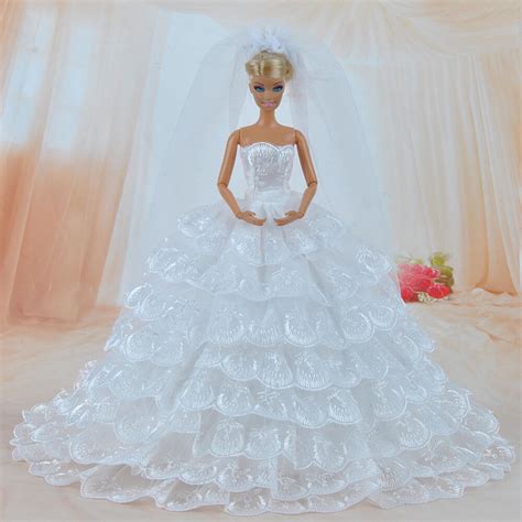 Doll Clothes Wedding Dress Party Gown With Veil