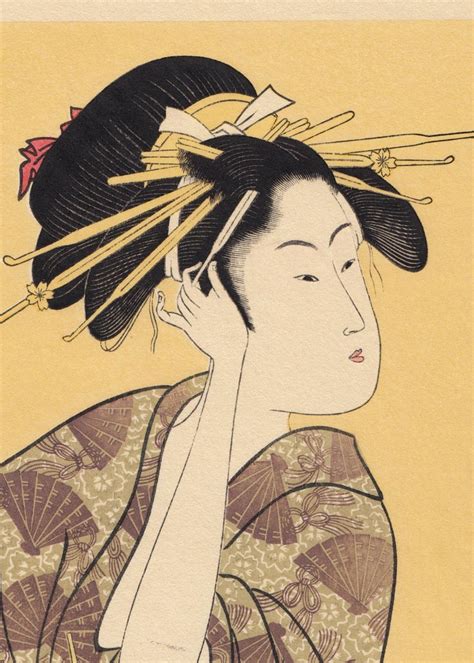 japanese woodblock print after kitagawa utamaro geisha