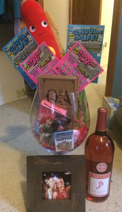 Giant Wine Glass T Basket Filled With All Of My Friends Favorite