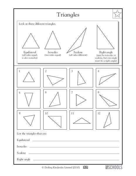 Triangles Worksheet For 4th 7th Grade Lesson Planet