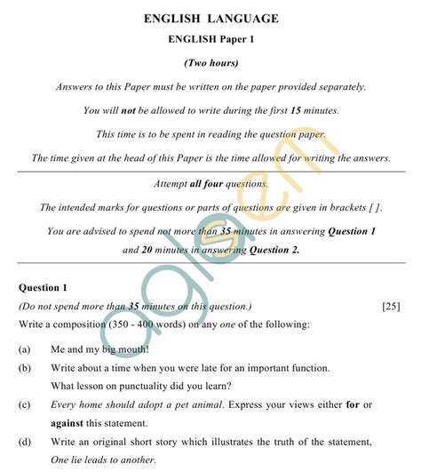 Icse Class 10 Sample Paper 2019 2018 2017 English Language English