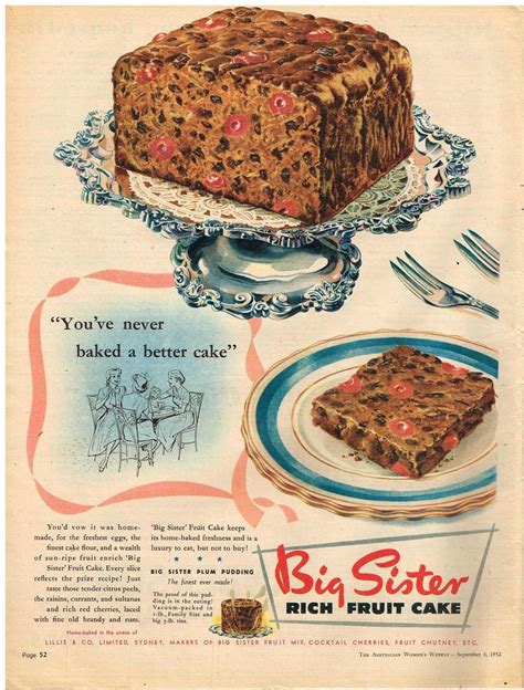 big sister fruit cake ad retro australian vintage advertising  original  fruit cake