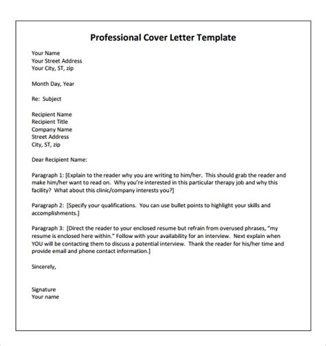 sample physical therapist cover letter templates   ms word