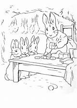 Peter Rabbit Coloring Preparing Sister Dinner Mother Pages Coloringsky Printable sketch template
