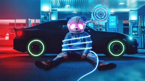 cutesy neon panda gas station wallpaper wallpaperscom