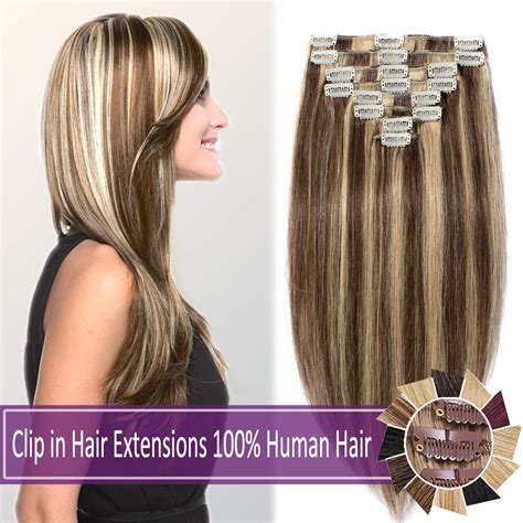 100 Human Hair Clip In Hair Extensions Highlight 70 120g