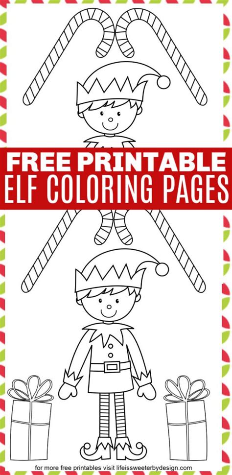 printable elf coloring pages  fun  kids  color