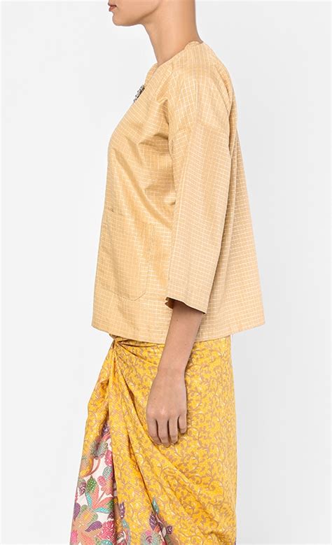 baju kurung kedah top in mustard fashionvalet
