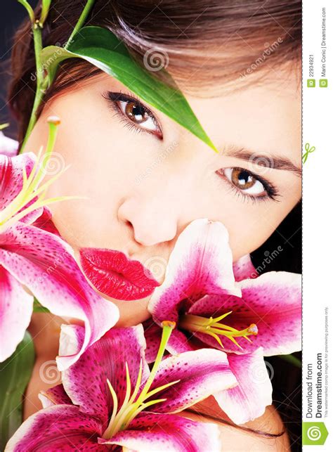 girl s kiss stock image image of flower fashion bouquet