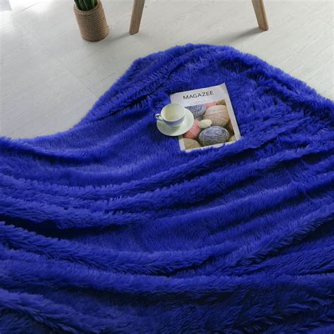 shaggy faux fur blanket ultra soft fiber throw blankets royal blue    walmartcom