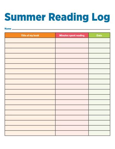 summer reading log templates   ms word