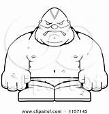 Clipart Luchador Cartoon Outlined Wrestler Cory Thoman Coloring Vector Strong 2021 sketch template