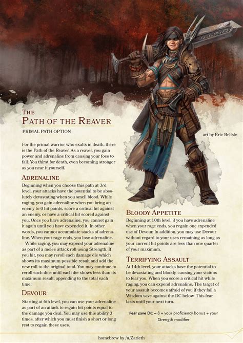 dnd  homebrew path   reaver  zarieth dnd  homebrew