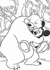 Coloring Safari Mickey Hugged Mouse Bear Big sketch template