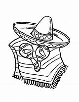 Coloring Mexican Pages Mayo Fiesta Cinco Sombrero Hat Printable Drawing Taco Print Kids Coloring4free Color Drawings Dance Food Simple Preschool sketch template