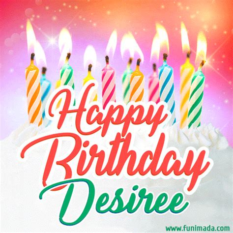 happy birthday gif  desiree  birthday cake  lit candles