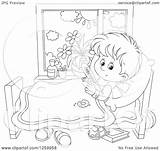 Sick Boy Clipart Thermometer Under Bed Arm Illustration His Royalty Vector Bannykh Alex sketch template