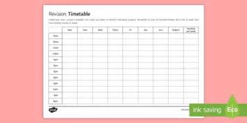 gcse revision timetable secondary education resource