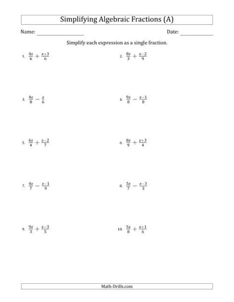simplifying simple algebraic fractions easier