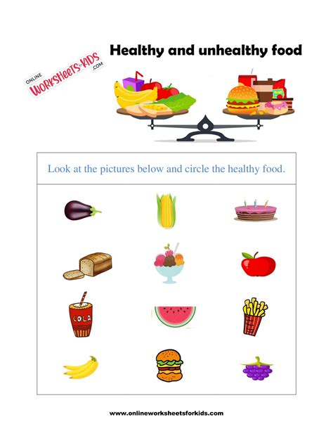 healthy  unhealthy food worksheets