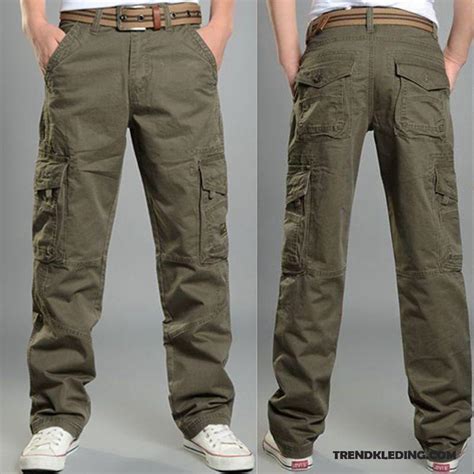 cargobroek heren casual sport losse voorjaar cargo broek meer zakken camouflage grijs donker kopen