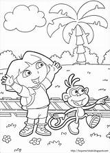Dora Coloring Explorer Boots Pages Monkey Exploratrice Kleurplaat Train Book Kids Coming Printable Color Kleurplaten Fun Hellokids sketch template