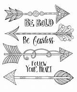 Coloring Pages Arrow Colouring Words Quote Boho Arrows Feather Adult Quotes Bold Heart Follow Sheets Color Fearless Template Drawing Designs sketch template