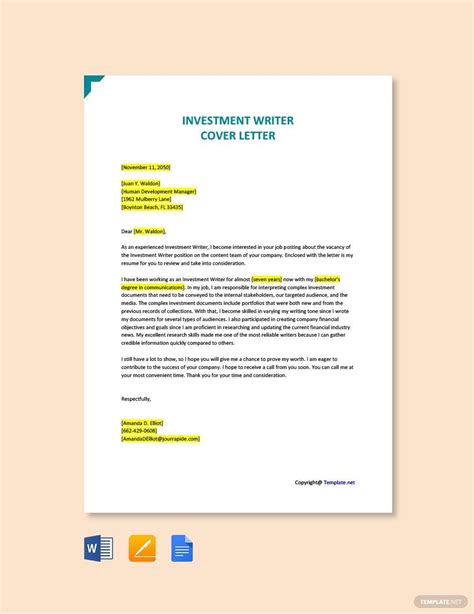 letter  request   equity investment  google docs word pages