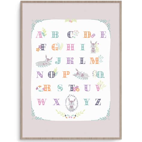 rabbit alphabet nursery art fizzy pop designs