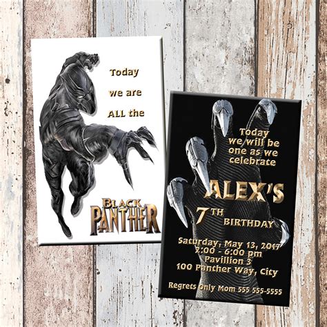 panther superhero personalized birthday invitation  sided birthday