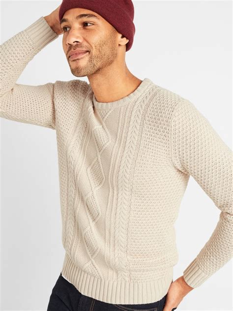 Textured Cable Knit Crew Neck Sweater For Men Best Ts From Old