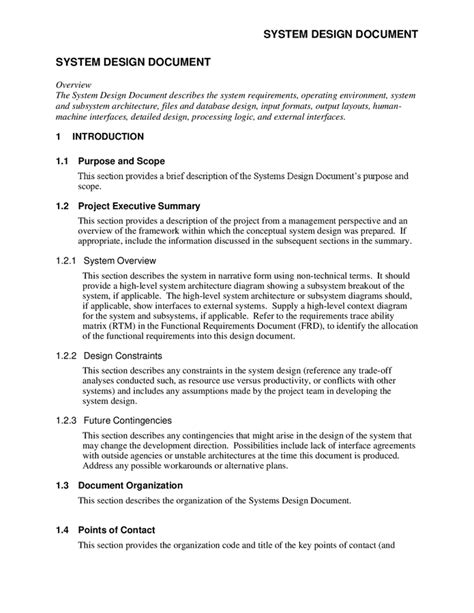 system design document template  word   formats