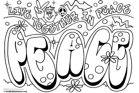 graffiti coloring pages peace  printable coloring pages