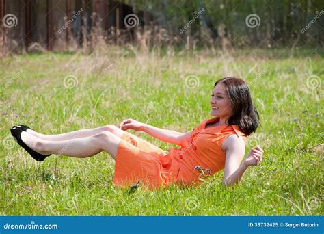 Pretty Girl Laying On Grass Stock Image Image Of Modern Happy 33732425