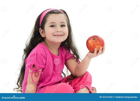 girl   apple stock photo image  fruit portrait