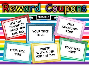 reward coupons editable  fun  french immersion tpt