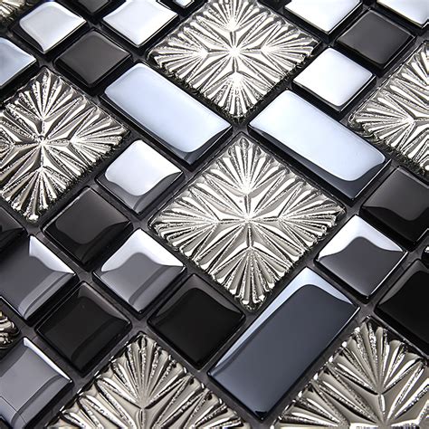 Metal Coating Mosaic Tiles Art Design Glass Tile Bedroom