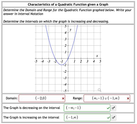 solved characteristics   quadratic function   graph cheggcom