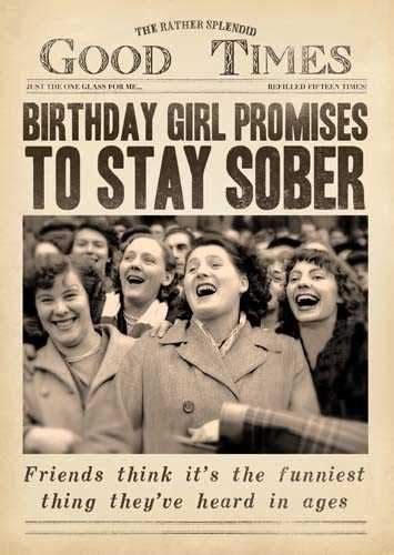 Humour Card Girl Promises To Stay Sober Cym Cards Ei