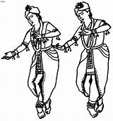 Dance India Coloring Manipuri Cartoon Dancing Pages Indian Folk Classical Line Clipart Dances Cliparts Kids Sketch Radha Krishna Clip Happy sketch template