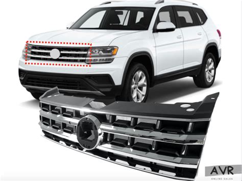 fit     vw atlas front bumper chrome satin assembly grille grill ebay