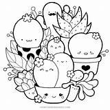 Kawaii Ausmalbilder Kaktus Leuke Drawings Succulents Disegni Colorare Malvorlagen Fofos Dieren Donut Vindruer Tegninger Crianças Faceis Suculentas Kids Babys Nghệ sketch template