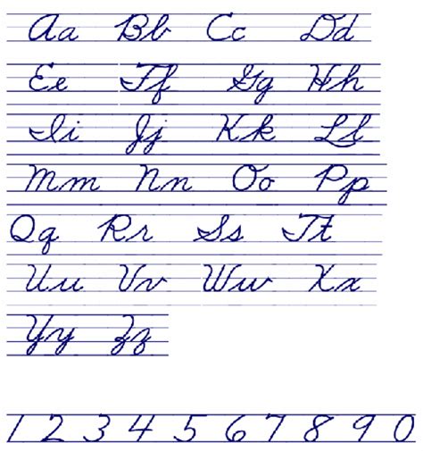 cursive alphabet chart  printable alphabetworksheetsfreecom