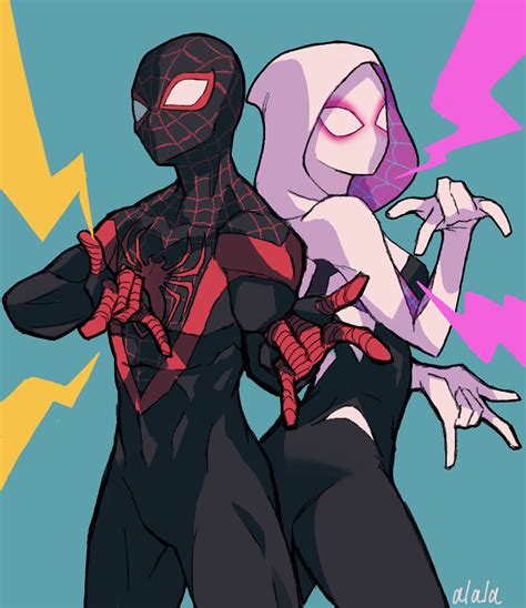 Spider Gwen And Spider Man Marvel And 2 More Drawn By Sushi Pizza Rrr